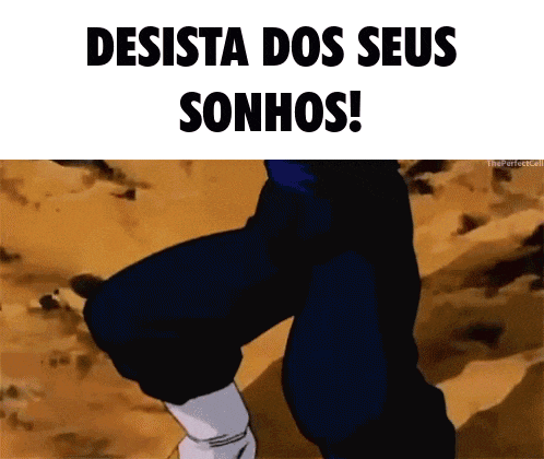 a picture of a person with the words " desista dos seus sonhos " on it