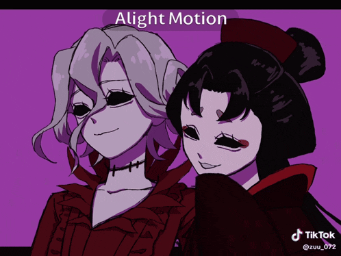 a drawing of two anime characters with the words alight motion on the top
