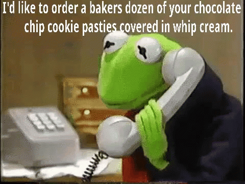 Kermit Chocolate Chip Cookies GIF - Kermit Chocolate Chip Cookies Phone Order GIFs