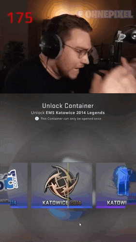 a man wearing headphones and glasses is playing a video game called ohnpixel