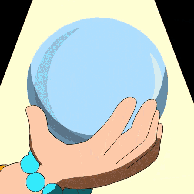 a person holding a blue ball in their hands
