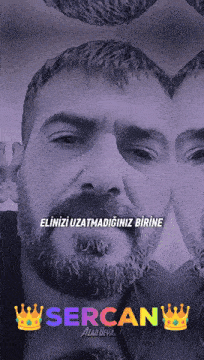 a picture of a man with a beard and the name sercan on it