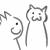 a couple of cats are standing next to each other on a white background .