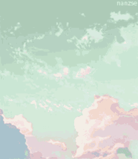 a painting of a cloudy sky with the words nanzse on the bottom