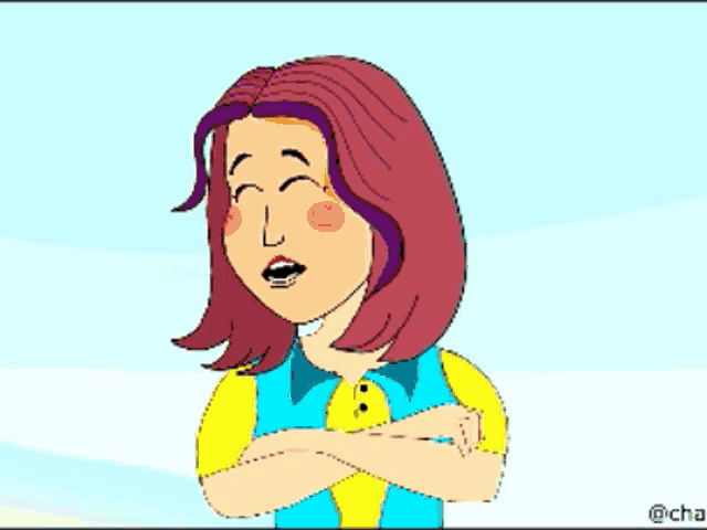 a cartoon of a woman with red hair and the words " entrada "