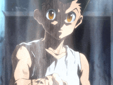 a close up of a person 's face with a white tank top on