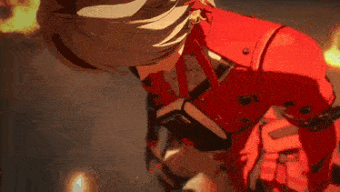 a cartoon character in a red suit is flying through the air