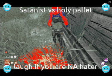 a screenshot of a video game with the caption satanist vs holy pallet