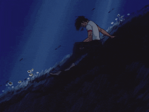 a man sits on a hill with the words that 's all that it was written below him
