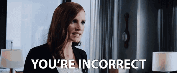 a woman is sitting in front of a window with the words `` you 're incorrect '' written on her face .