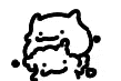 a black and white drawing of a cat with a beard