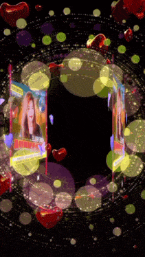 a picture of a woman surrounded by hearts and circles that says ' alice '
