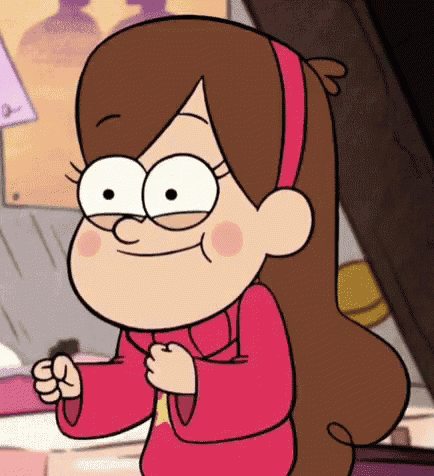 mabel from gravity falls is a cartoon character with big eyes and a red sweater .