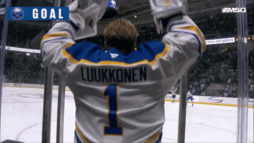 a hockey player with the name luukkonen on the back