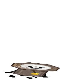 a cartoon clock with arms and legs is standing in a circle .