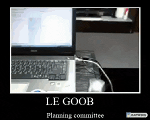 a picture of a laptop with the words le goob planning committee