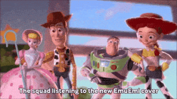 the squad listening to the new emu emi cover