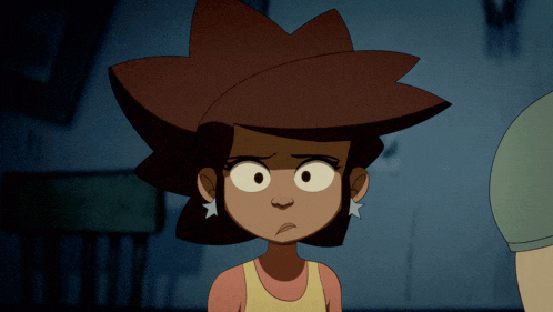 a cartoon girl with a star earring is looking at something