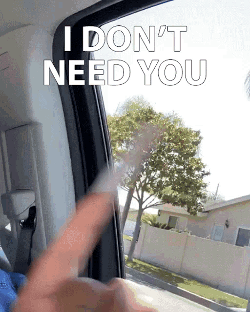 a person in a car says " i don t need you "