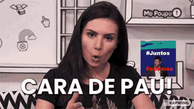a woman with a surprised look on her face and the words cara de pau