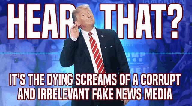 a poster with donald trump and the words hear that