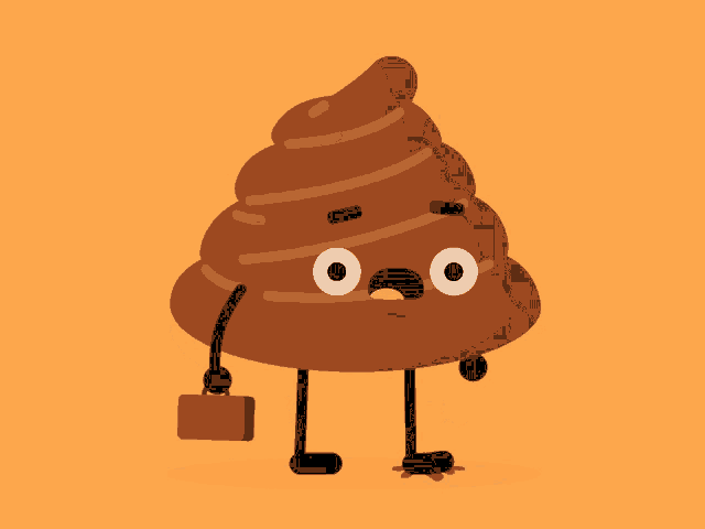 a cartoon drawing of a poop with a briefcase