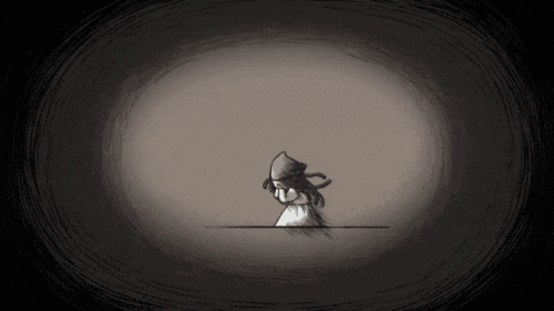 a black and white drawing of a person with a hood on