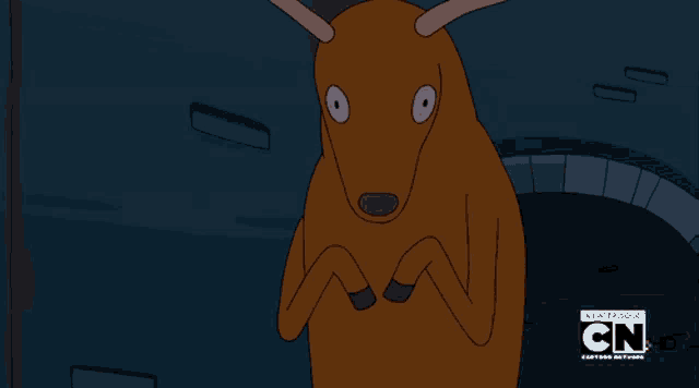 a cartoon of a deer with a cn logo on the bottom