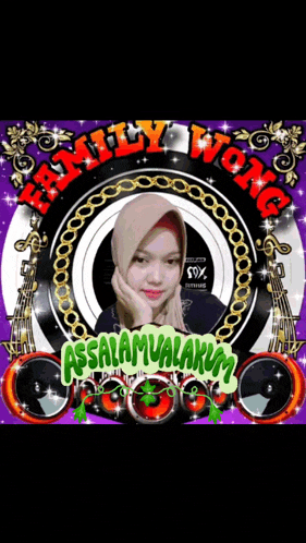 a picture of a girl in a circle with the words family wong written on it