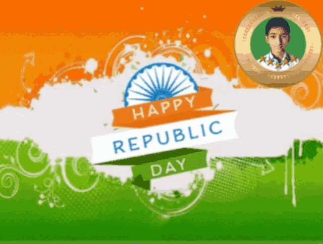 a poster that says happy republic day with a picture of a boy on it
