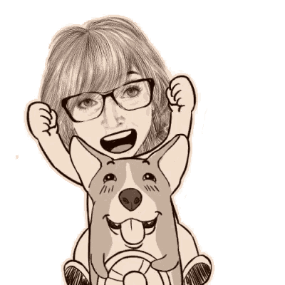 a woman wearing glasses is sitting on a dog 's shoulders .
