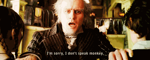 I'M Sorry, I Don'T Speak Monkey. GIF - A Series Of Fun Fortunate Events Jim Carrey I Dont Speak Monkey GIFs