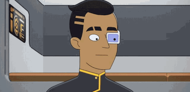 a cartoon of a man wearing glasses and a badge that says ' ioe ' on it