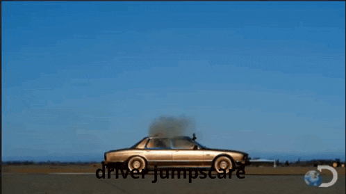 a video of a car driving down a road with the words driver jumpscare below it