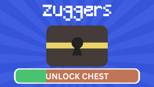 a blue background with a keyhole and the words unlock chest