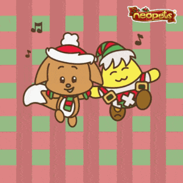 a merry christmas poster with two cartoon characters on it