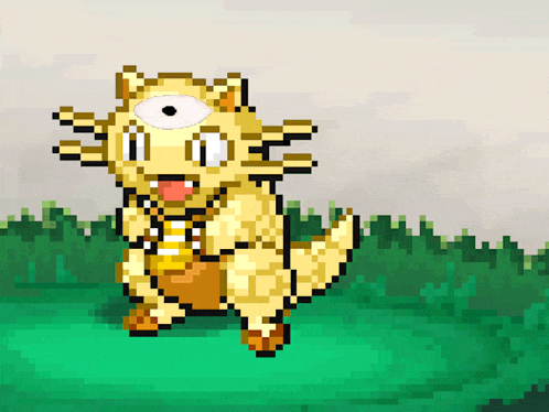 a pixel art drawing of a cat with a one eye