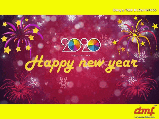 a happy new year greeting card with fireworks in the background