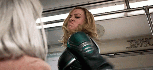 Punching Captain Marvel GIF - Punching Captain Marvel Brie Larson GIFs