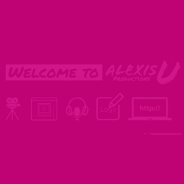 a welcome to alexis productions sign with icons