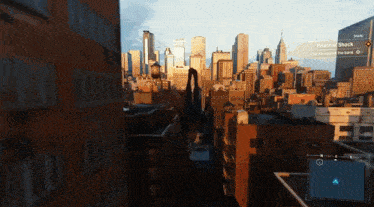an aerial view of a city with the words financial shock on the bottom right