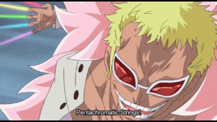 a cartoon character says " pentachromatic strings " at the top