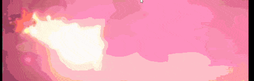 a pixel art of a rocket flying through the air on a pink background