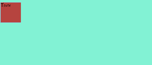 a blue background with a square in the middle that says teste on it
