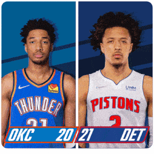 Oklahoma City Thunder (20) Vs. Detroit Pistons (21) First-second Period Break GIF - Nba Basketball Nba 2021 GIFs