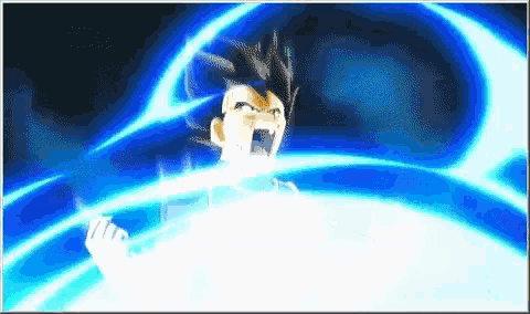 a picture of a cartoon character with a blue light coming out of his mouth