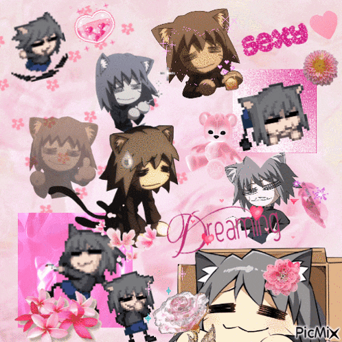 a collage of anime characters with the words sexy dreaming on the top