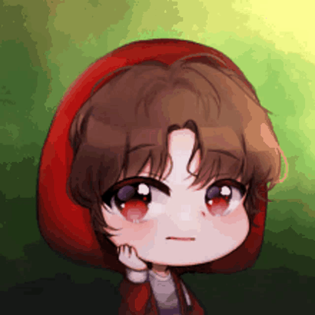 a pixel art drawing of a boy wearing a red hooded jacket