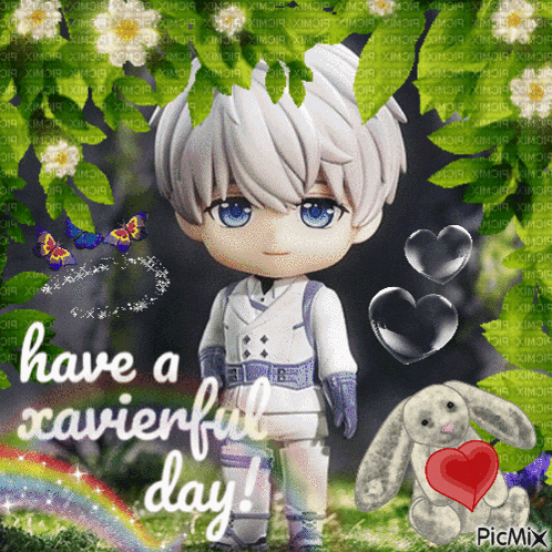 a picture of a boy with the words have a xcavierful day written on it