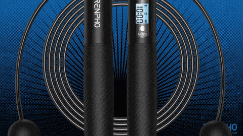 a pair of renpho jump ropes with a digital display on them